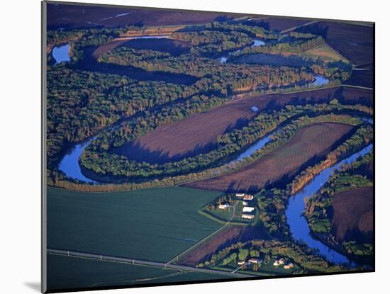 Red River of the North Aerial, near Fargo, North Dakota, USA-Chuck Haney-Mounted Premium Photographic Print