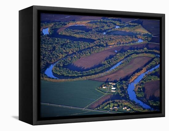 Red River of the North Aerial, near Fargo, North Dakota, USA-Chuck Haney-Framed Stretched Canvas