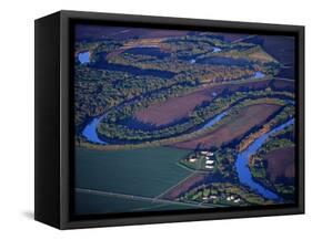 Red River of the North Aerial, near Fargo, North Dakota, USA-Chuck Haney-Framed Stretched Canvas