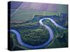 Red River Runs in Farm Country on North Dakota and Minnesota Border, USA-Chuck Haney-Stretched Canvas