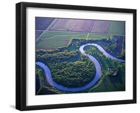 Red River Runs in Farm Country on North Dakota and Minnesota Border, USA-Chuck Haney-Framed Photographic Print