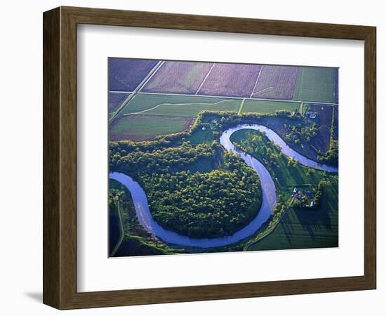 Red River Runs in Farm Country on North Dakota and Minnesota Border, USA-Chuck Haney-Framed Photographic Print