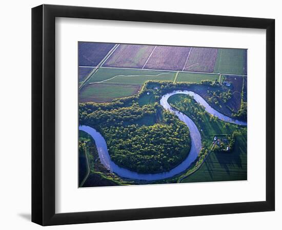 Red River Runs in Farm Country on North Dakota and Minnesota Border, USA-Chuck Haney-Framed Photographic Print