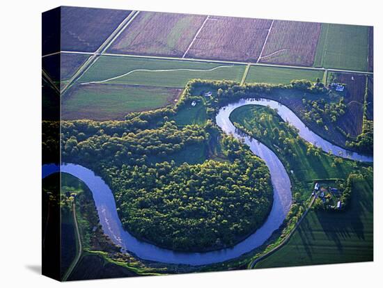 Red River Runs in Farm Country on North Dakota and Minnesota Border, USA-Chuck Haney-Stretched Canvas