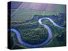 Red River Runs in Farm Country on North Dakota and Minnesota Border, USA-Chuck Haney-Stretched Canvas