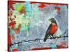 Red Robin Love Letters Art Painting-Blenda Tyvoll-Stretched Canvas