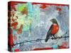 Red Robin Love Letters Art Painting-Blenda Tyvoll-Stretched Canvas