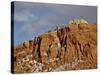 Red Rock Cliff With Snow, Carson National Forest, New Mexico-James Hager-Stretched Canvas