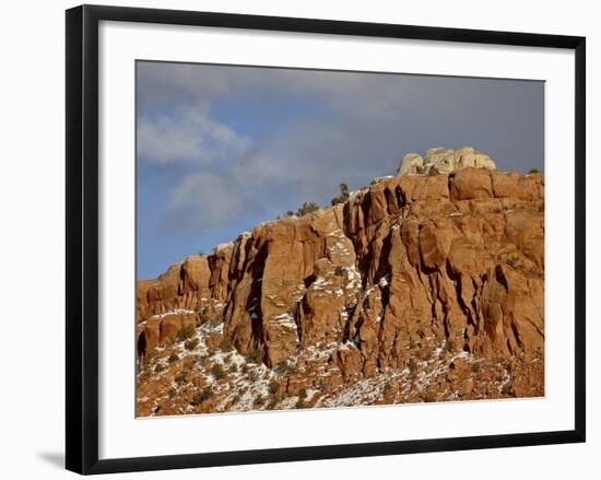 Red Rock Cliff With Snow, Carson National Forest, New Mexico-James Hager-Framed Photographic Print