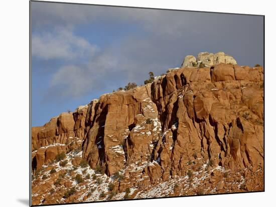 Red Rock Cliff With Snow, Carson National Forest, New Mexico-James Hager-Mounted Photographic Print