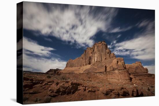 Red Rock Formation Illuminatd by Moonlight in Arches National Park, Utah-null-Stretched Canvas