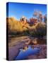 Red Rock Mountains near Red Rock Crossing with Reflections in River-Terry Eggers-Stretched Canvas