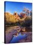 Red Rock Mountains near Red Rock Crossing with Reflections in River-Terry Eggers-Stretched Canvas