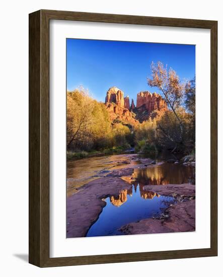 Red Rock Mountains near Red Rock Crossing with Reflections in River-Terry Eggers-Framed Photographic Print