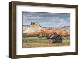 Red rock sandstone and old cabin just outside Kodachrome Basin State Park, Utah, United States of A-Michael Nolan-Framed Photographic Print