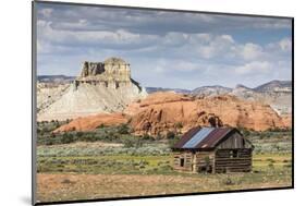 Red rock sandstone and old cabin just outside Kodachrome Basin State Park, Utah, United States of A-Michael Nolan-Mounted Photographic Print