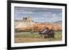 Red rock sandstone and old cabin just outside Kodachrome Basin State Park, Utah, United States of A-Michael Nolan-Framed Photographic Print