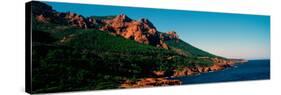 Red Rocks in the Late Afternoon Summer Light at Coast, Esterel Massif, French Riviera-null-Stretched Canvas