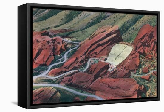 Red Rocks Theatre, Park of the Red Rocks View from Air - Red Rocks, CO-Lantern Press-Framed Stretched Canvas