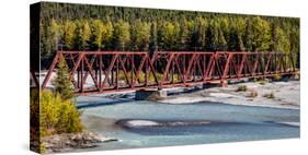 Red Rod Iron Railroad Bridge traverses Alaskan river, Alaska-null-Stretched Canvas