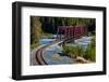 Red Rod Iron Railroad Bridge traverses Alaskan river, Alaska-null-Framed Photographic Print