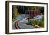 Red Rod Iron Railroad Bridge traverses Alaskan river, Alaska-null-Framed Photographic Print