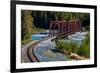 Red Rod Iron Railroad Bridge traverses Alaskan river, Alaska-null-Framed Photographic Print