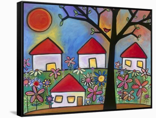 Red Roof Houses-Carla Bank-Framed Stretched Canvas