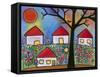 Red Roof Houses-Carla Bank-Framed Stretched Canvas