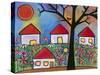 Red Roof Houses-Carla Bank-Stretched Canvas