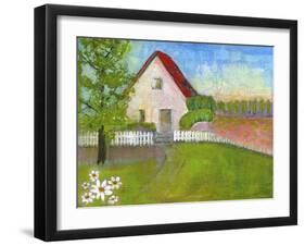 Red Roofed House-Blenda Tyvoll-Framed Giclee Print