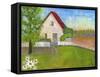 Red Roofed House-Blenda Tyvoll-Framed Stretched Canvas