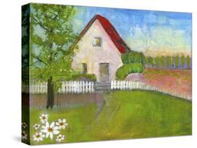 Red Roofed House-Blenda Tyvoll-Stretched Canvas