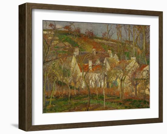 Red Roofs, a Village Corner, Winter, 1877-Camille Pissarro-Framed Giclee Print