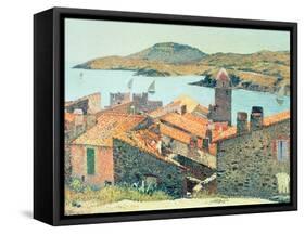 Red Roofs at Collioure-Henri Martin-Framed Stretched Canvas