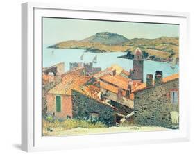 Red Roofs at Collioure-Henri Martin-Framed Giclee Print