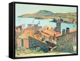 Red Roofs at Collioure-Henri Martin-Framed Stretched Canvas