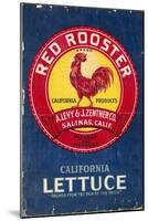 Red Rooster - Vegetable Crate Label-Lantern Press-Mounted Art Print