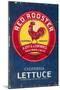 Red Rooster - Vegetable Crate Label-Lantern Press-Mounted Art Print