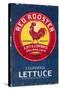 Red Rooster - Vegetable Crate Label-Lantern Press-Stretched Canvas
