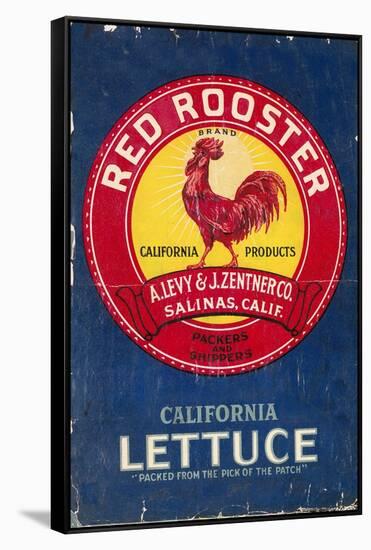 Red Rooster - Vegetable Crate Label-Lantern Press-Framed Stretched Canvas
