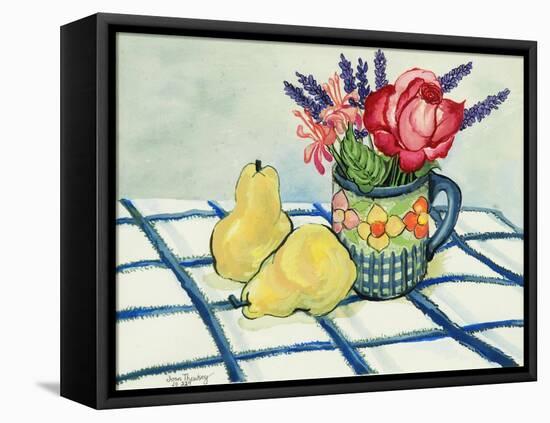 Red Rose and Two Pears, 2008-Joan Thewsey-Framed Stretched Canvas