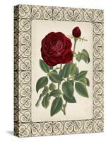 Red Rose with Wrought Iron BorderII-null-Stretched Canvas