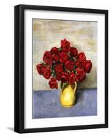 Red Roses in a Yellow Pitcher, 1934 (Oil on Canvas)-Walt Kuhn-Framed Giclee Print