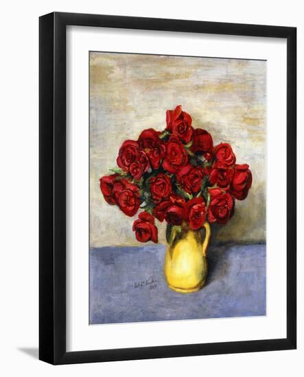 Red Roses in a Yellow Pitcher, 1934 (Oil on Canvas)-Walt Kuhn-Framed Giclee Print