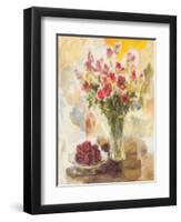 Red Roses in Crystal Vase-Yona-Framed Art Print