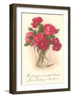 Red Roses in Drinking Glass-null-Framed Art Print