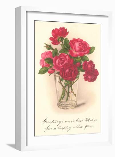 Red Roses in Drinking Glass-null-Framed Art Print