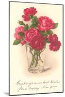 Red Roses in Drinking Glass-null-Mounted Art Print