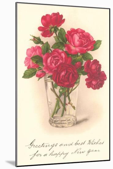 Red Roses in Drinking Glass-null-Mounted Art Print